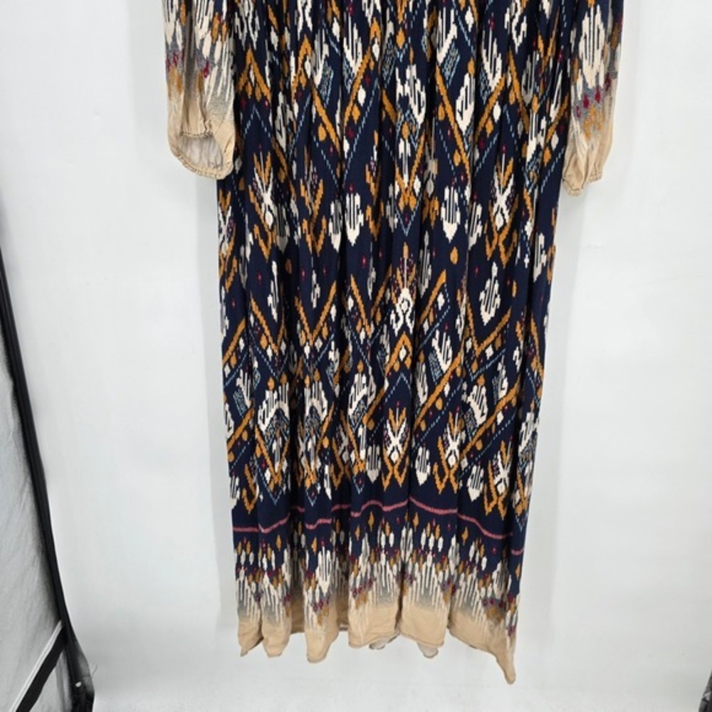 Wonderly Women's Maxi‎ Dress Geometric Print V Neck Long Sleeve Navy XL - Picture 7 of 10